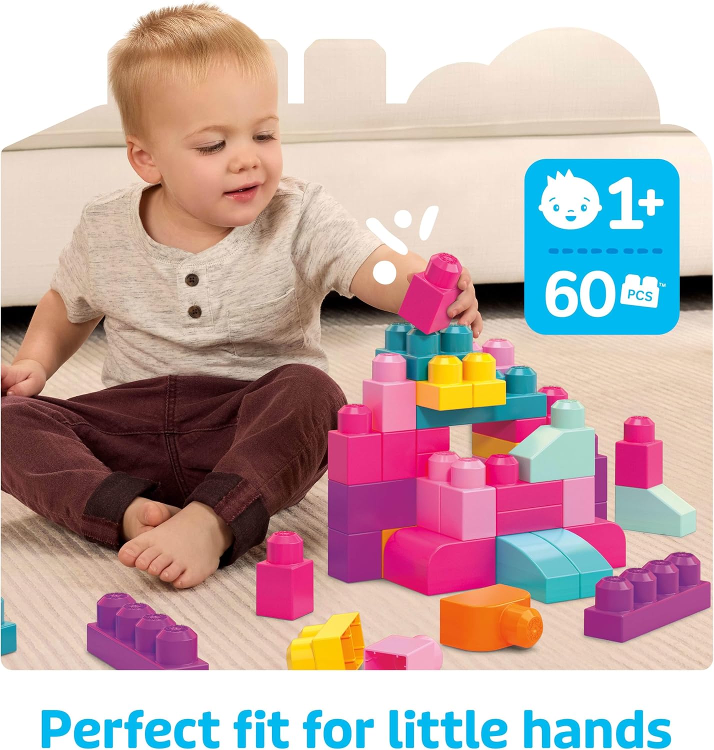 MEGA BLOKS Big Building Bag Set with 60, Pink