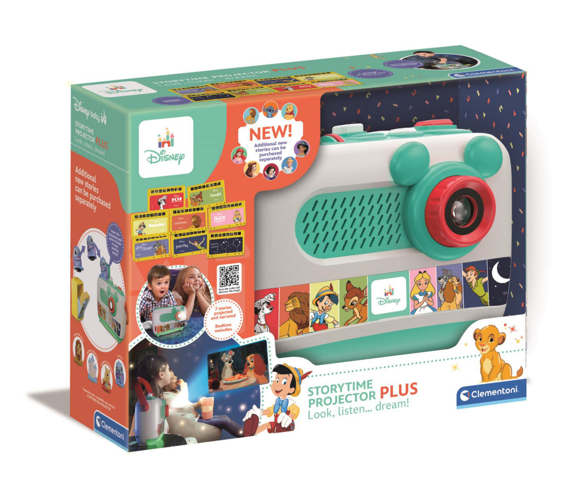 Clementoni Baby DISNEY Storytime Projector Plus 2.0, Interactive Storyteller with Wall Projector