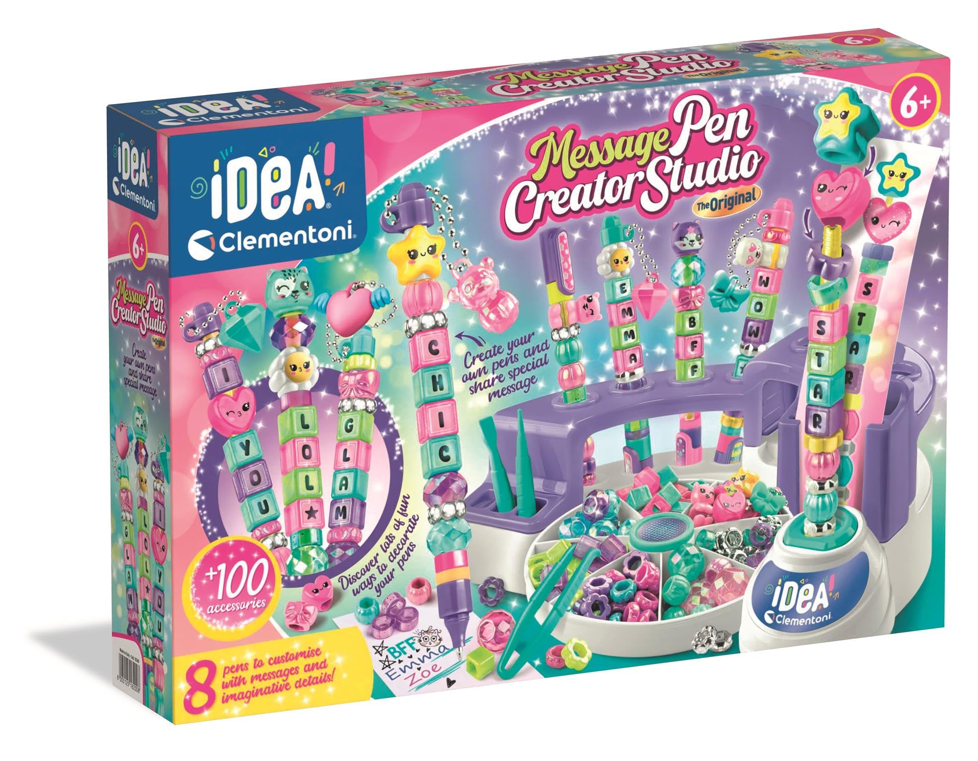 Clementoni THE MESSAGE PENS Customise Colourful Pens with Beads, Stickers and Letters