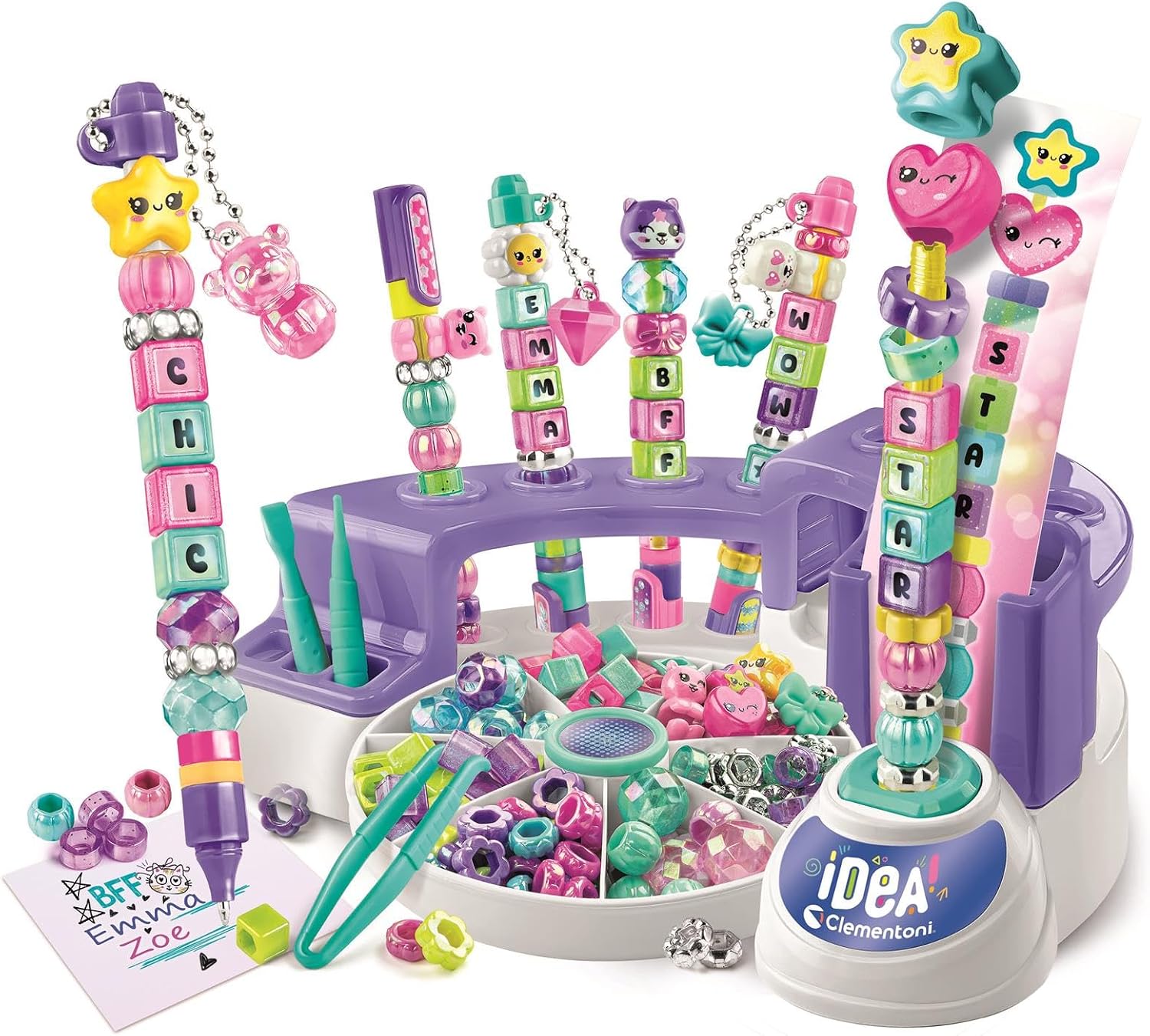 Clementoni THE MESSAGE PENS Customise Colourful Pens with Beads, Stickers and Letters
