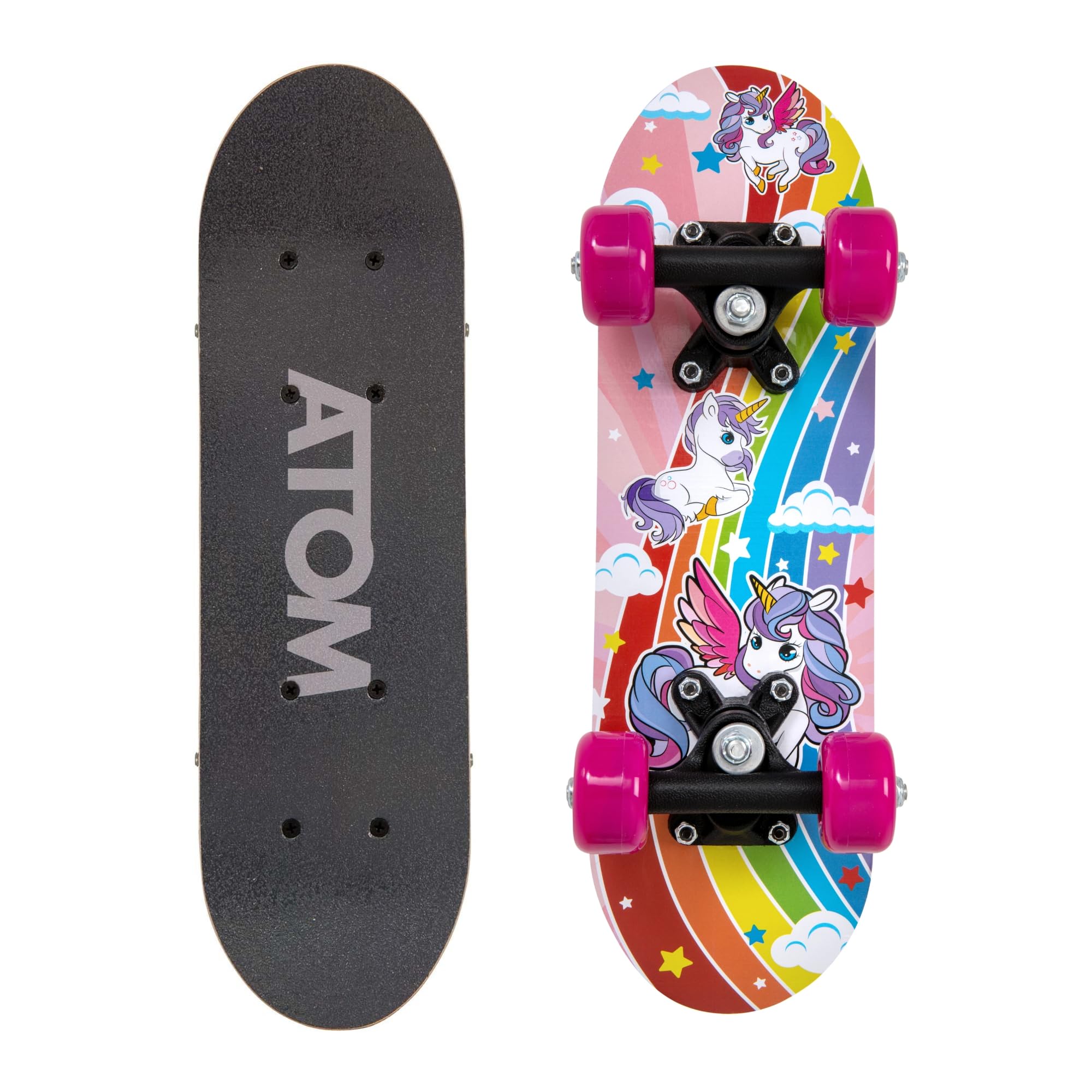 Atom 17Inch Skateboard for Beginners or Pros UNICORN Print