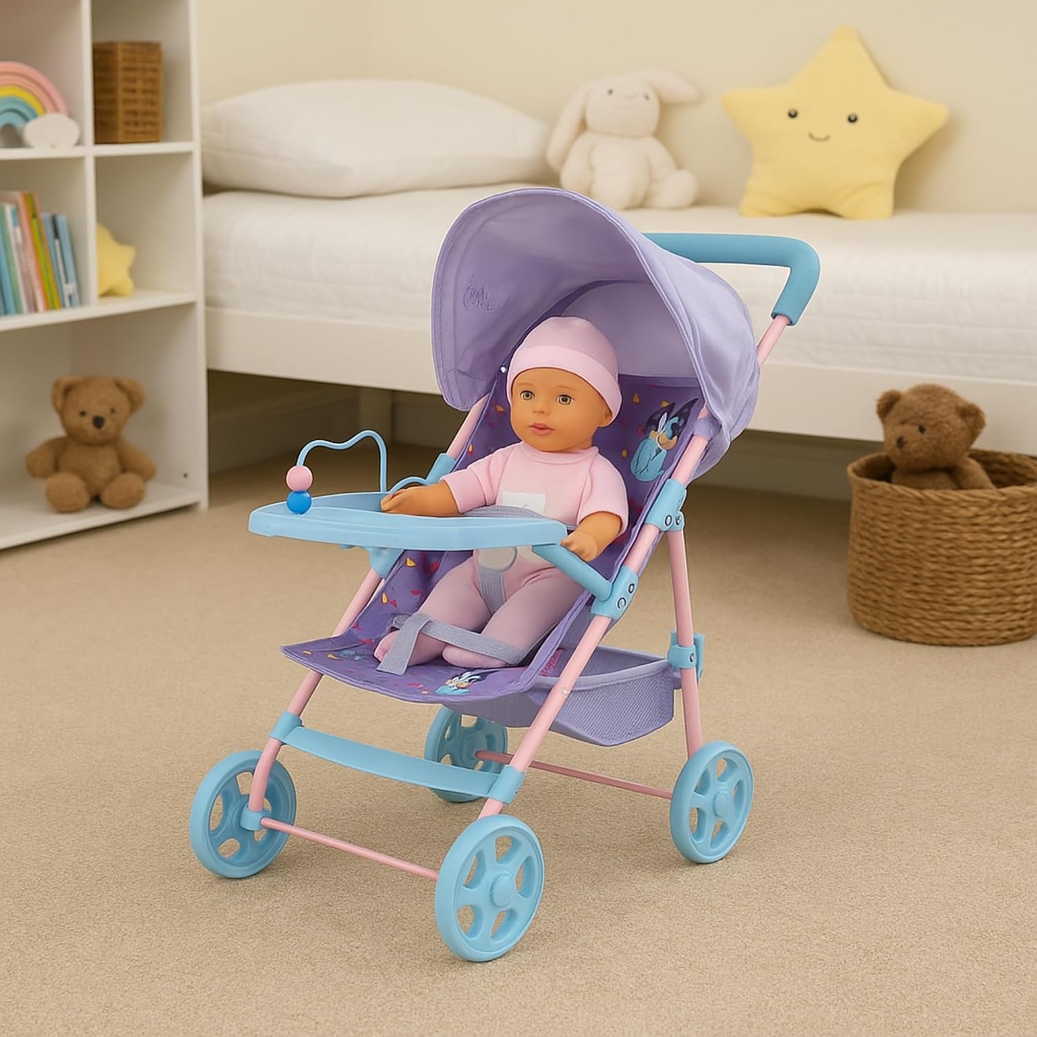 Bluey Playtime Folding Dolls Pushchair with Play Table