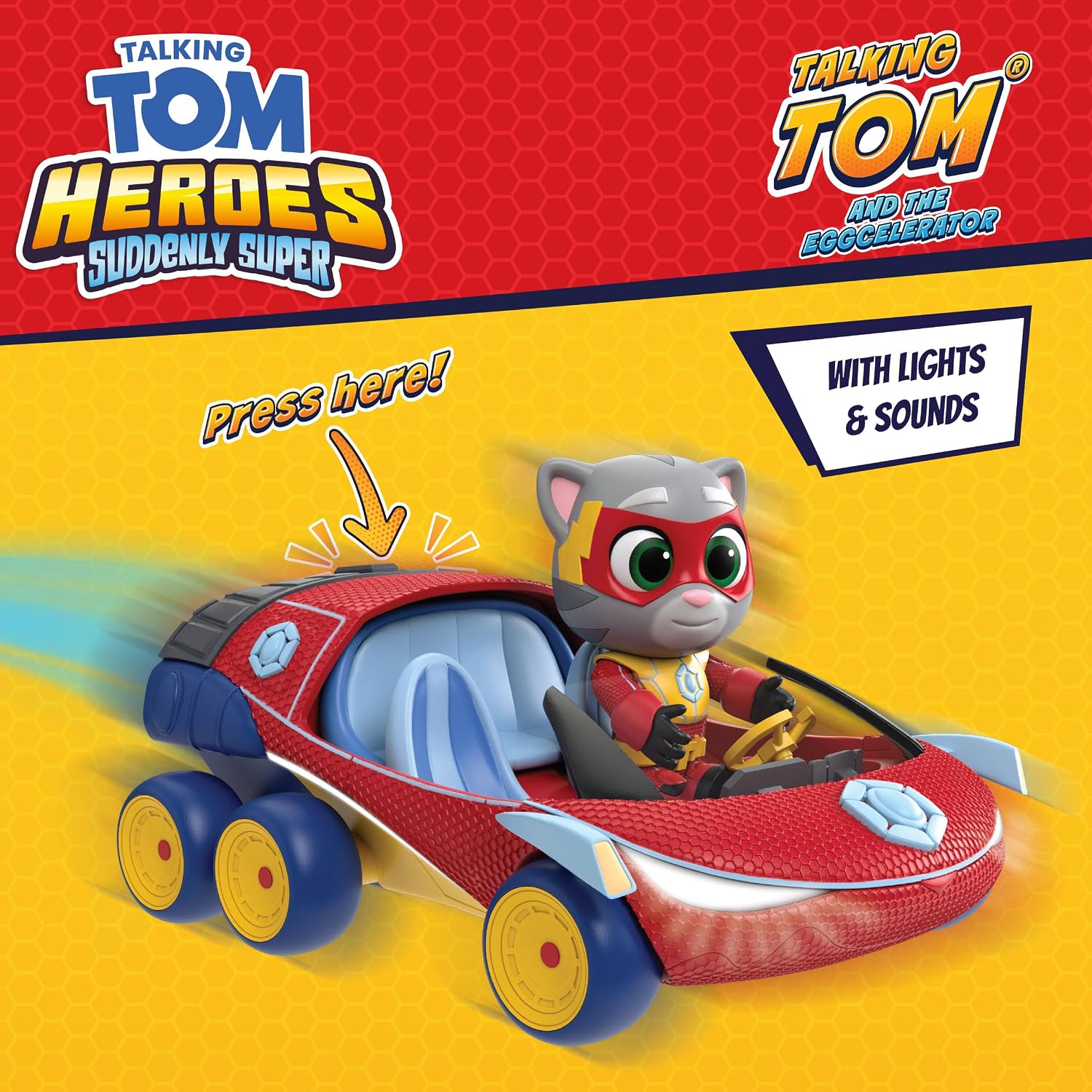 Talking Tom Heroes Suddenly Super 4-Inch Figure And Car Set