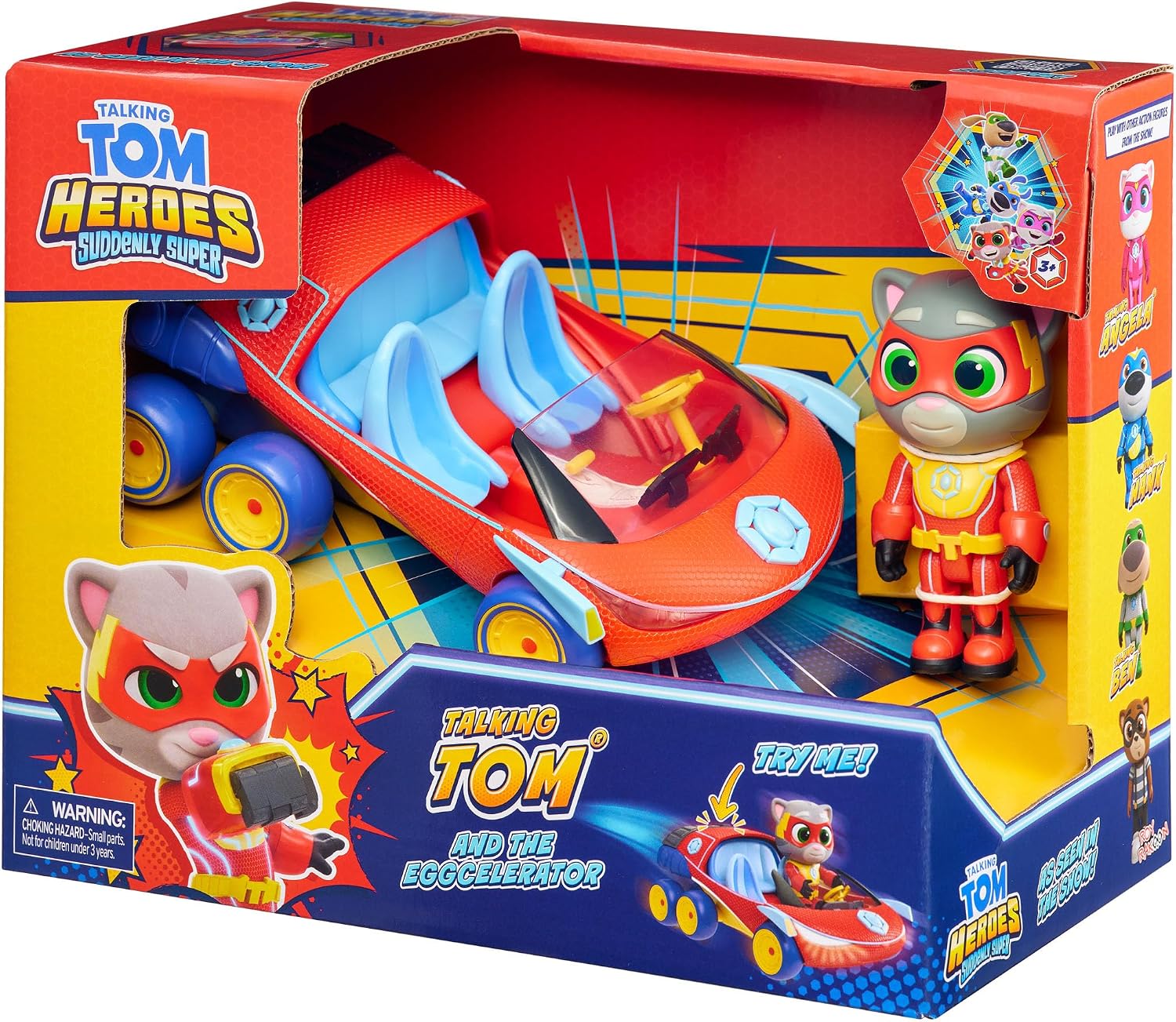 Talking Tom Heroes Suddenly Super 4-Inch Figure And Car Set