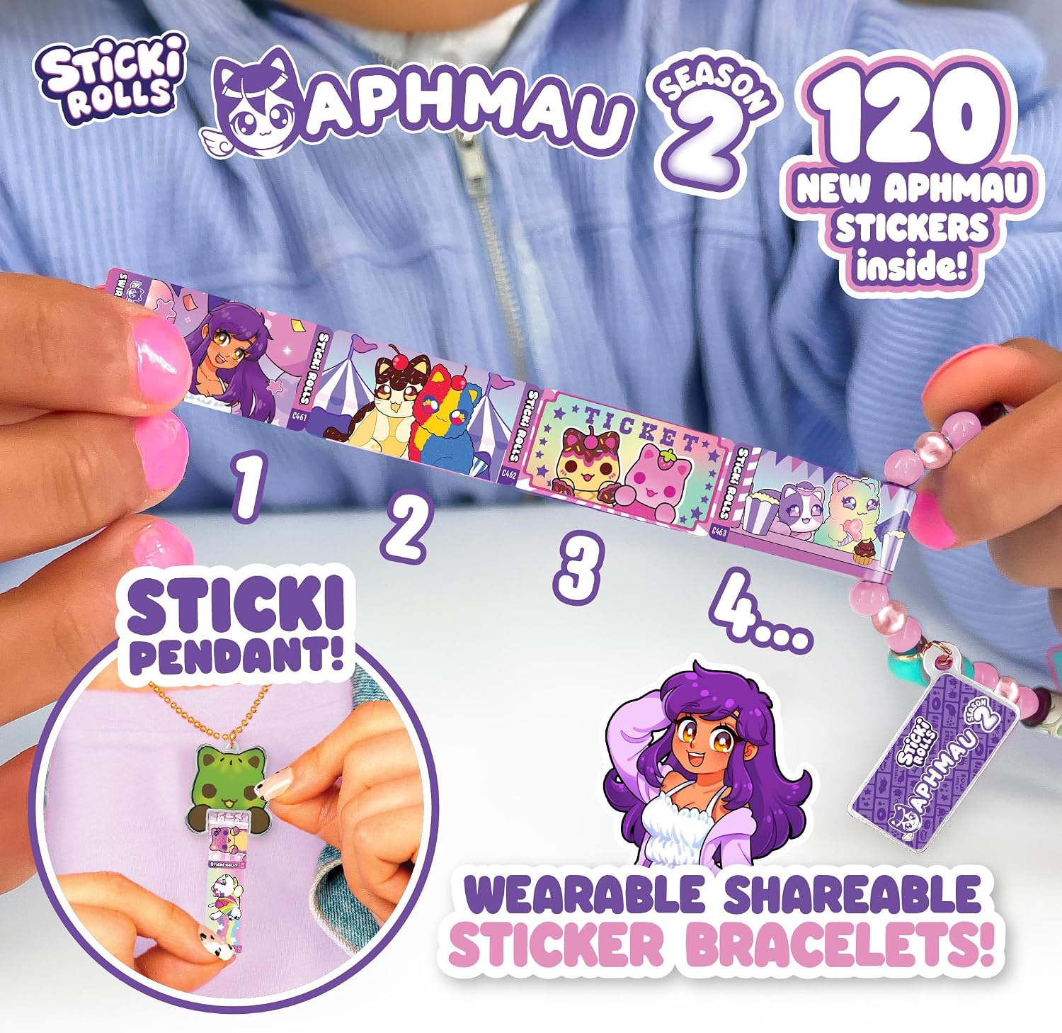Sticki Rolls  Aphmau S2 Pendant & Bracelet Set 120 Stickers