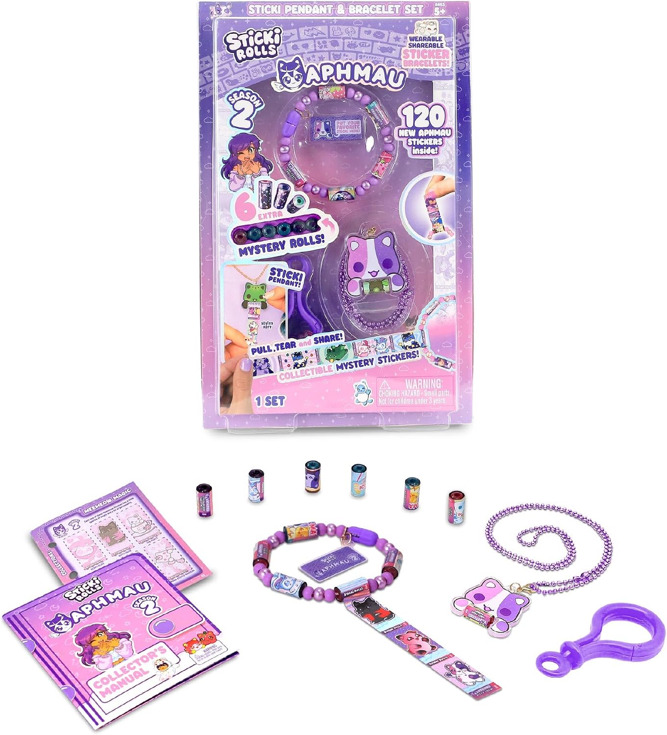 Sticki Rolls  Aphmau S2 Pendant & Bracelet Set 120 Stickers