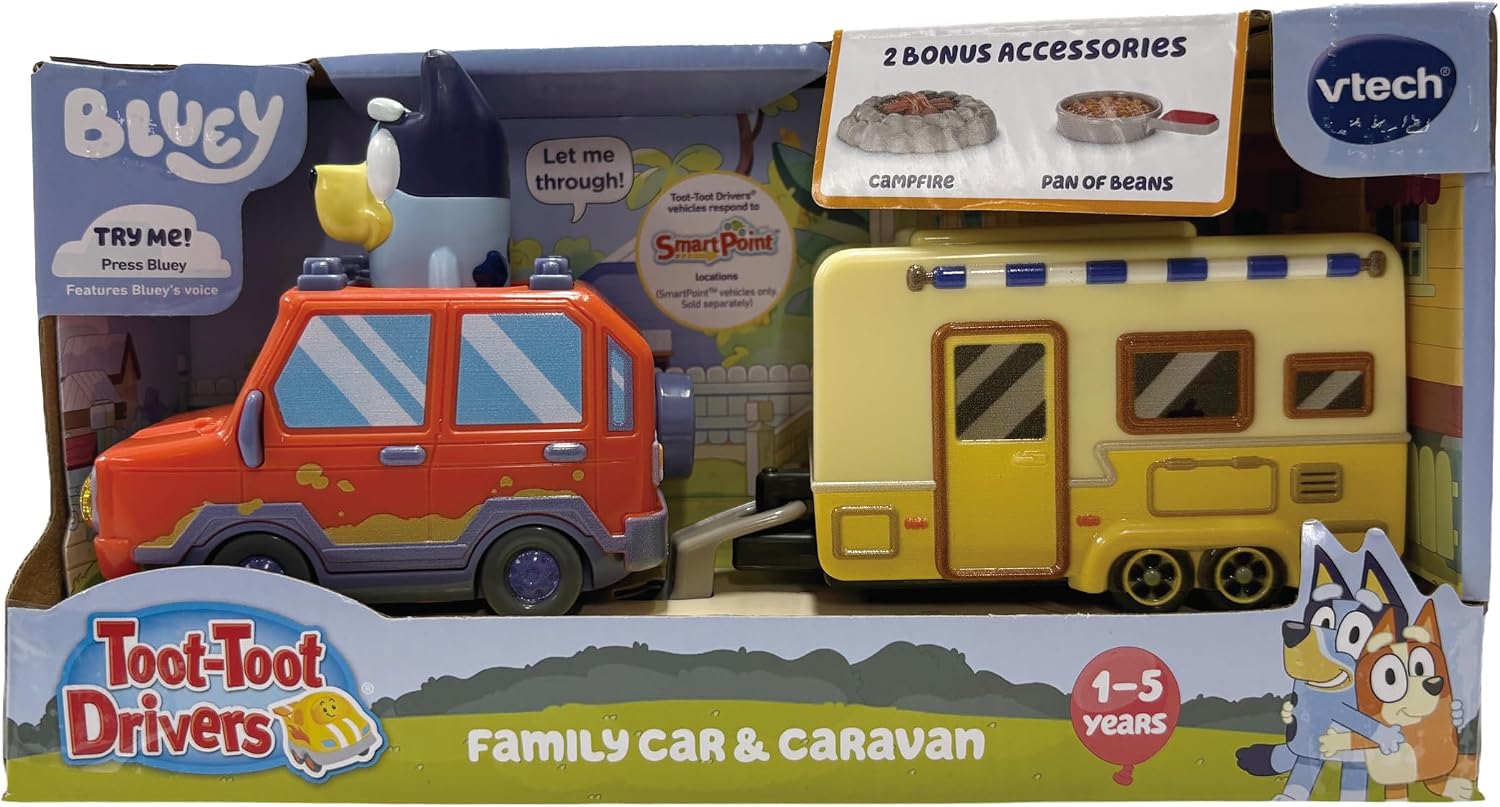 VTech Toot-Toot Drivers Bluey: Bluey Family Car & Caravan
