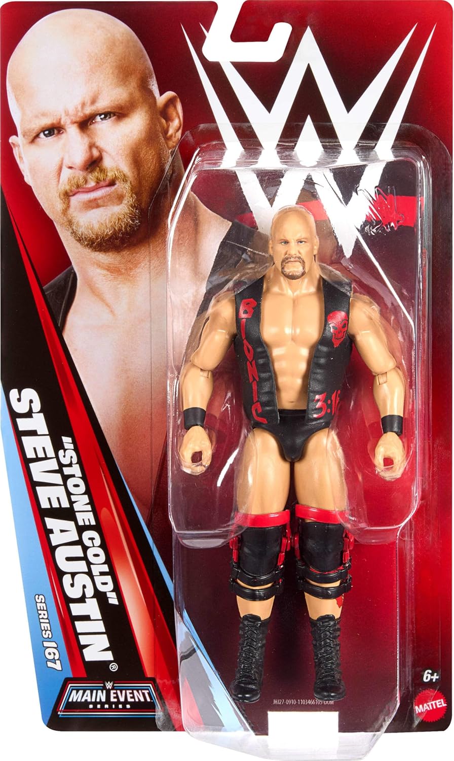 Mattel WWE STONE COLD STEVE AUSTIN Action Figure Main Event Series #167 6-inch Collectible Superstar