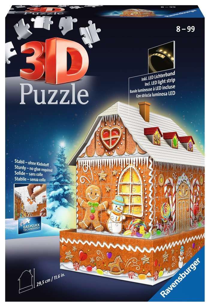 Ravensburger 3D Puzzle Gingerbread House at Night 216 Piece 3D Jigsaw Puzzle