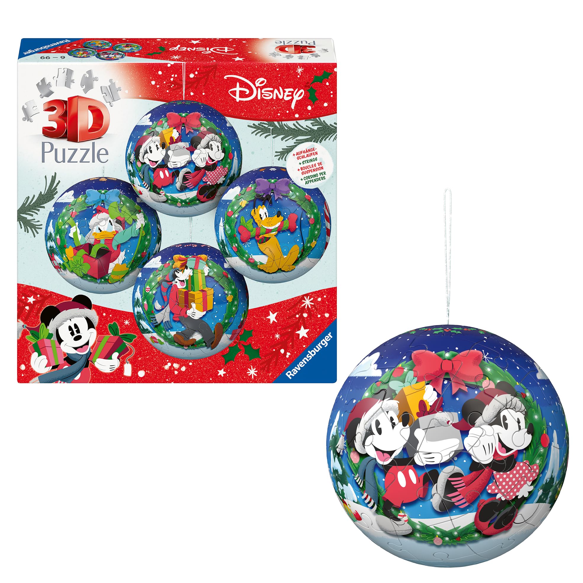 Ravensburger Disney Christmas Ball Set Four 54 Piece 3D Puzzle Ornaments