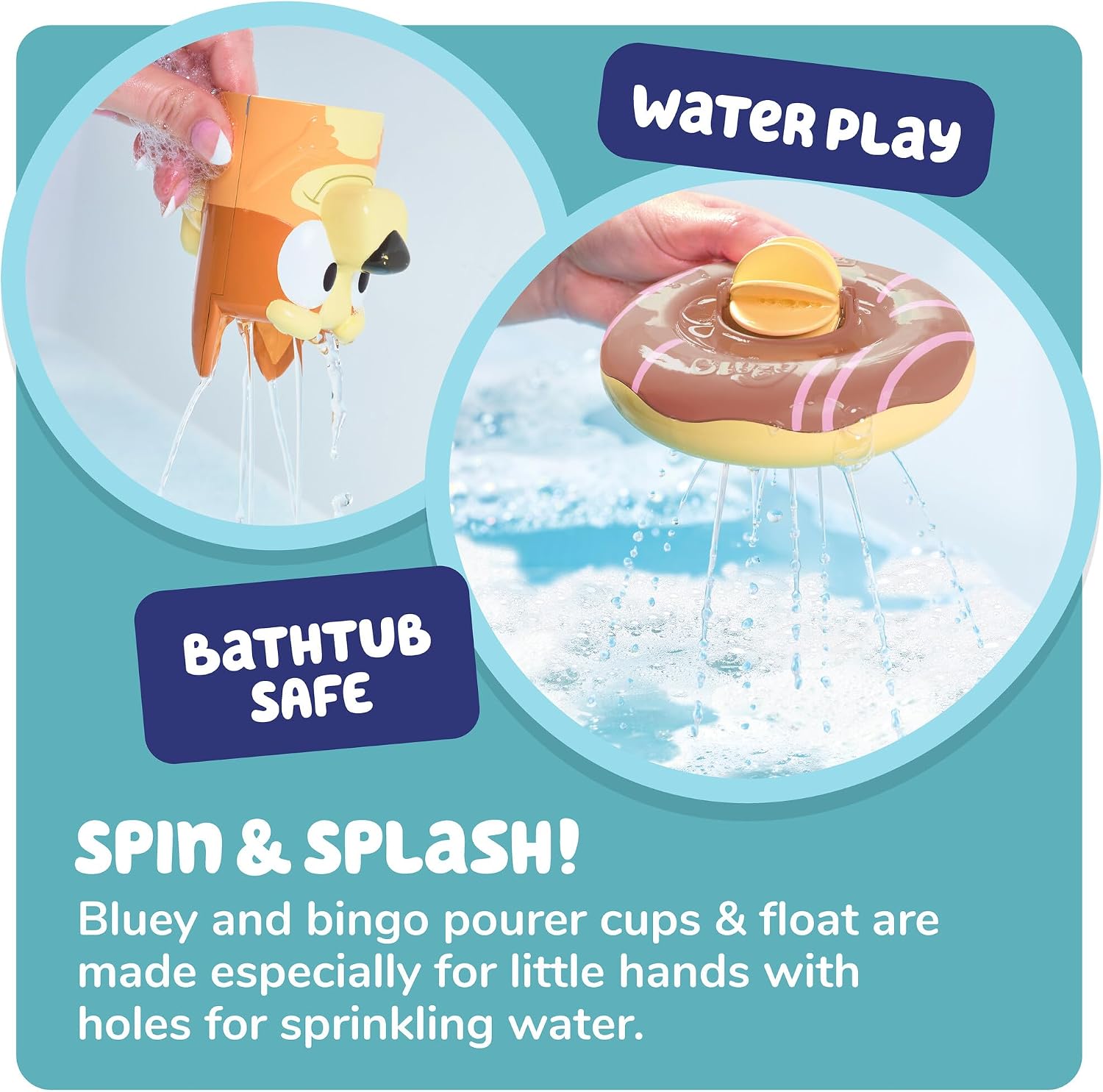 TOMY Toomies Splash & Float Bluey Water Toys Includes Bluey and Bingo Figures