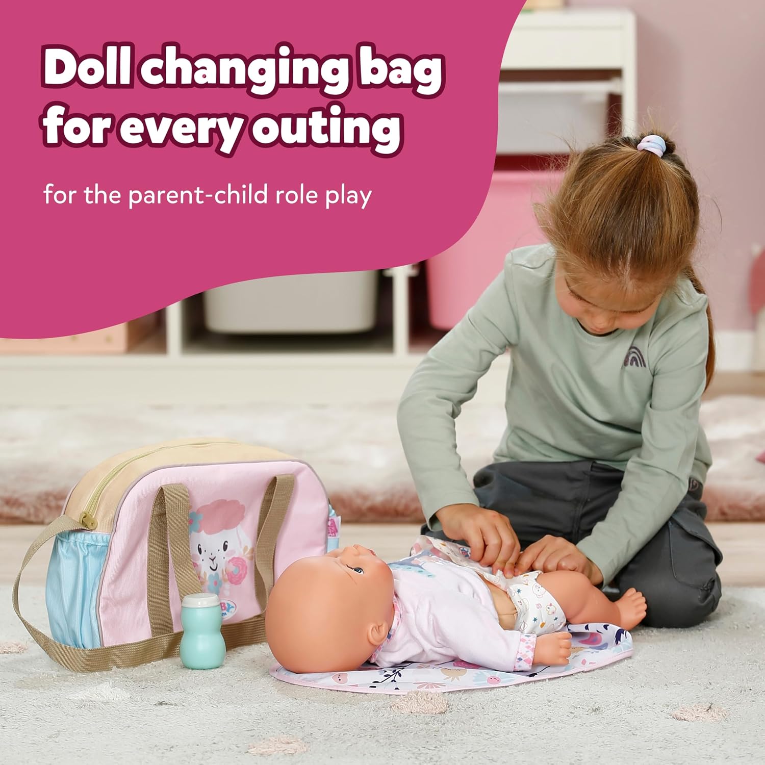 BABY Born Changing Bag Flowers with Accessories for 36 and 43 cm Dolls