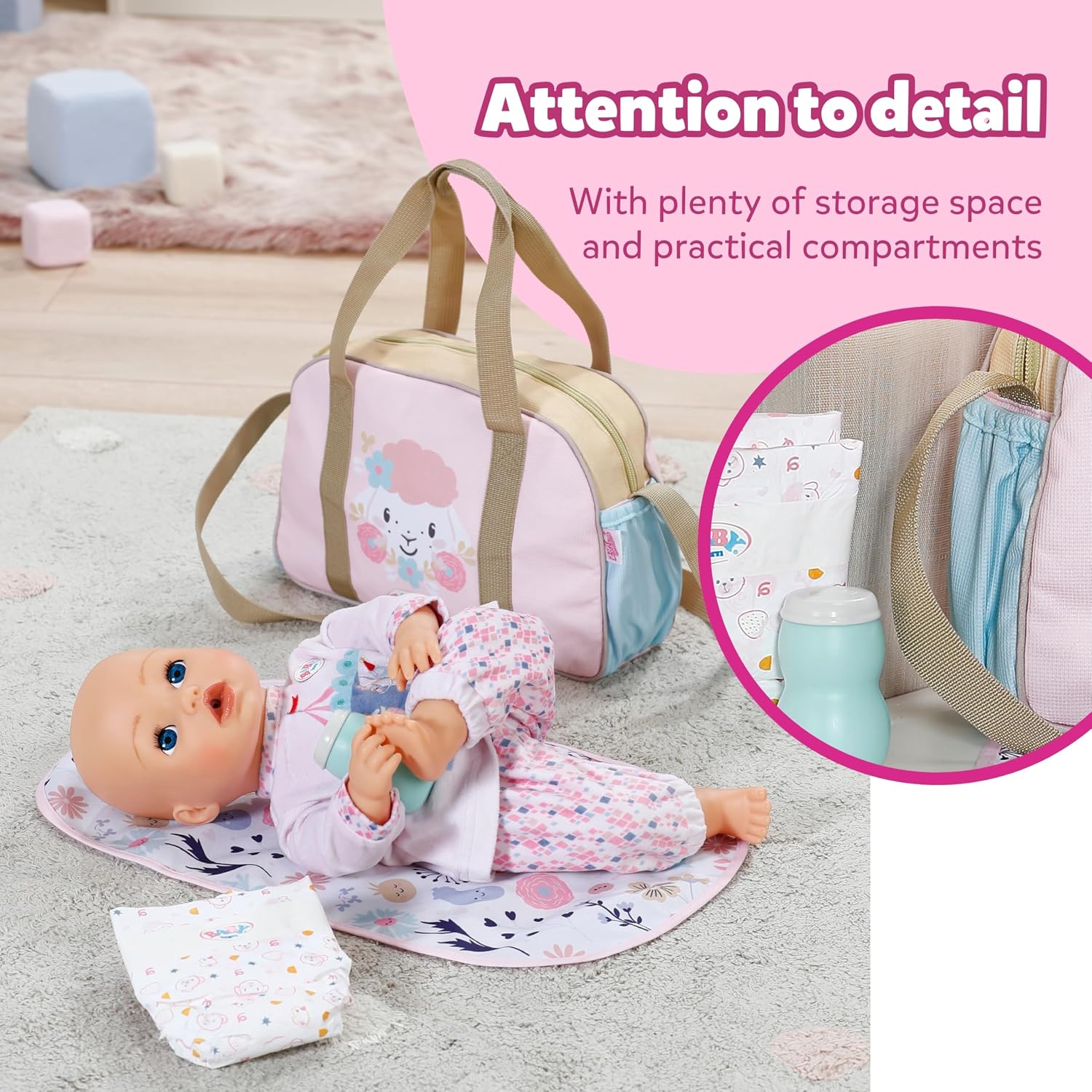 BABY Born Changing Bag Flowers with Accessories for 36 and 43 cm Dolls