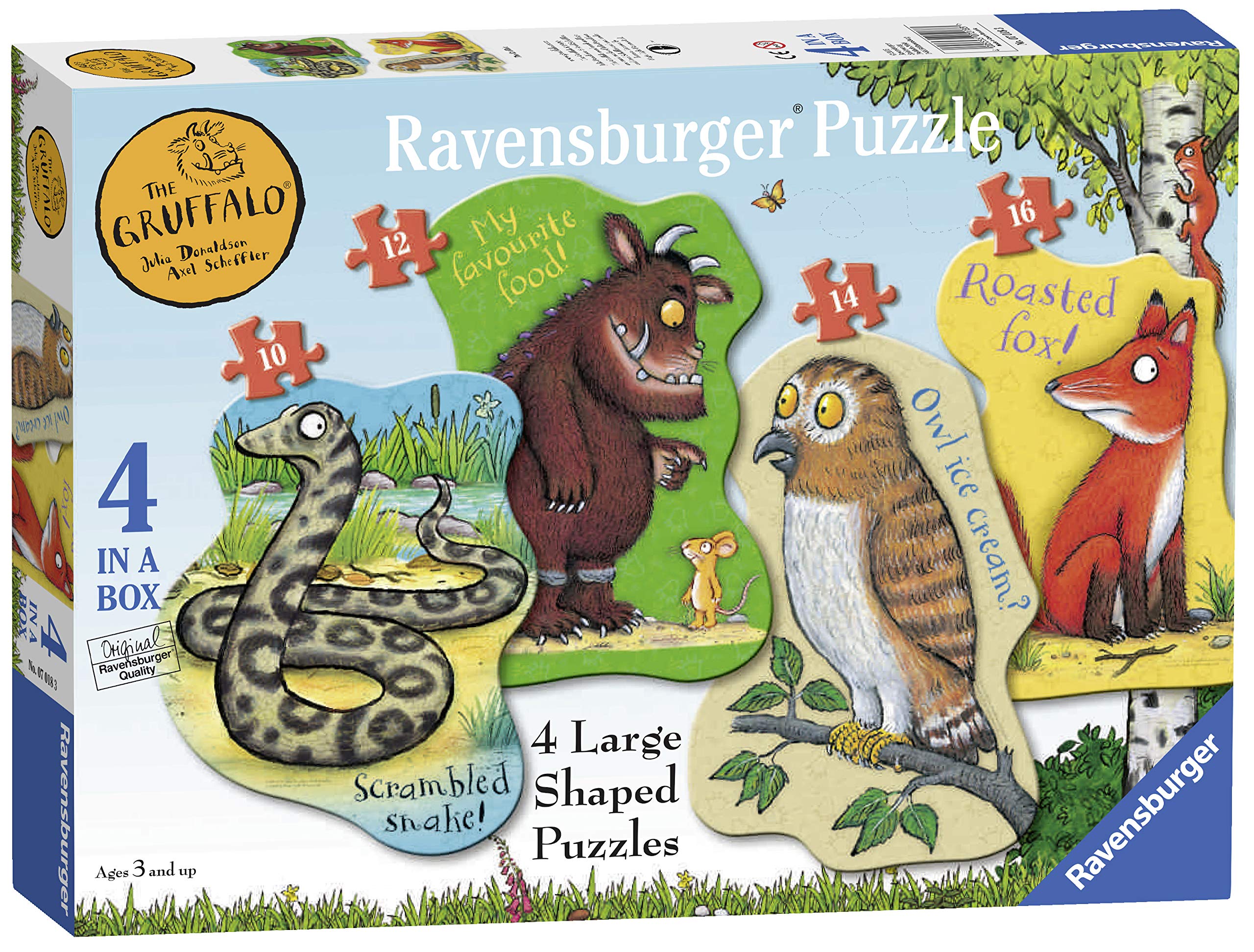Ravensburger The Gruffalo 4 Large Shaped Jigsaw Puzzles 10, 12, 14, 16 Pieces