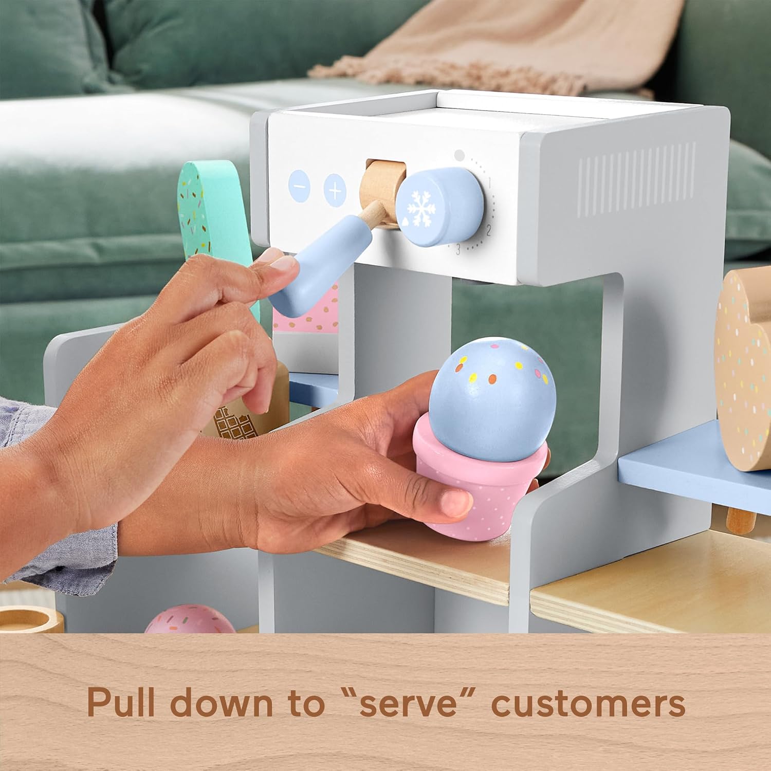 Fisher Price Wood Pretend Play Toy Ice Cream Shop Set 18 Piece Set
