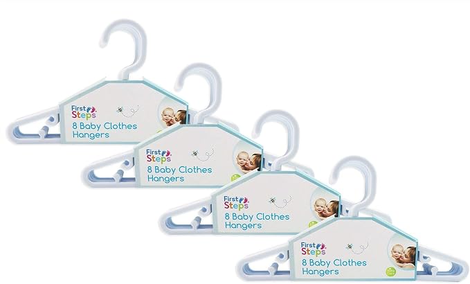 Baby Coat Hangers Small Clothes Hangers First Steps Pack of 32 White