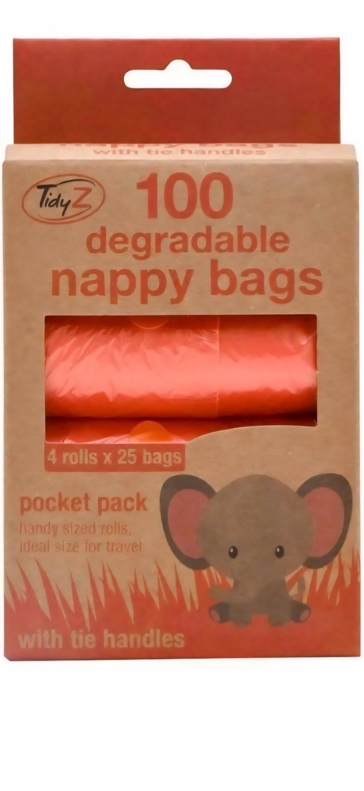 Tidyz Easy-Tie Disposable Nappy Bags - 100 Count for Travel