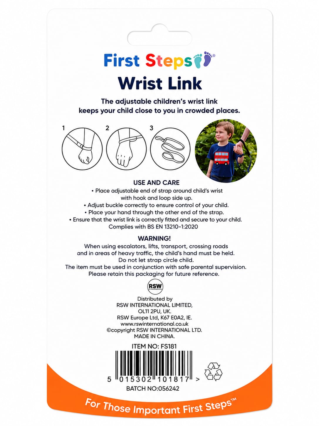 Children's Toddler Adjustable Wrist Link Walking Rein Harness Safety Strap