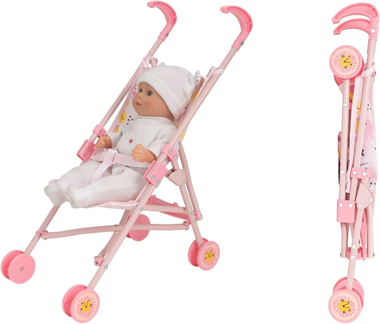 BabyBoo Pink Jungle Single Stroller Pram Doll Toy