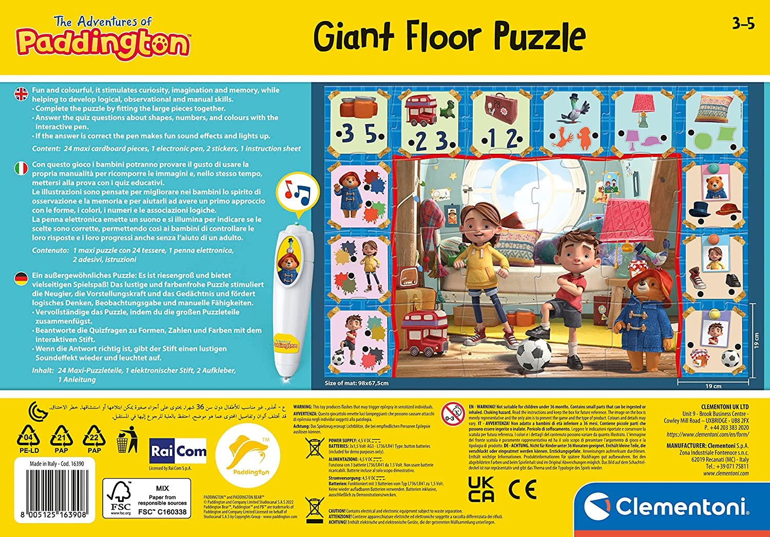 Clementoni The Adventures Of Paddington Interactive Giant Floor Puzzle