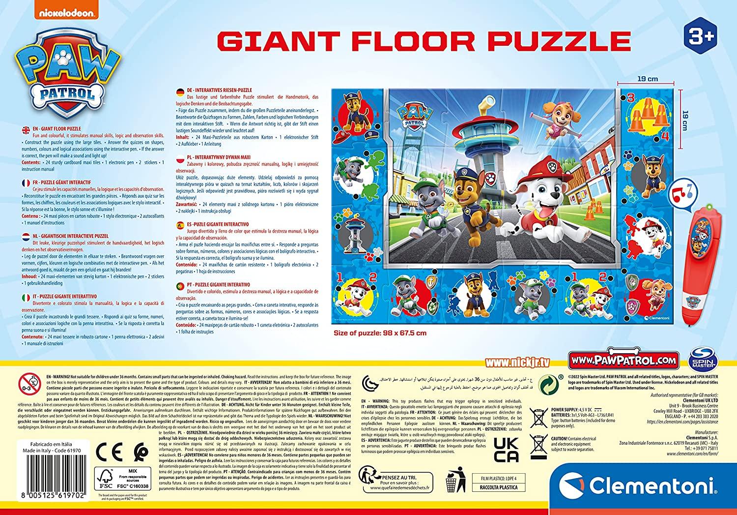 Clementoni Paw Patrol Giant Interactive Floor Puzzle