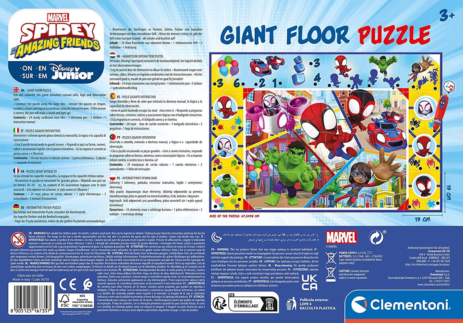 Clementoni Marvel Spiderman Friends Interactive Giant Floor Jigsaw Puzzle