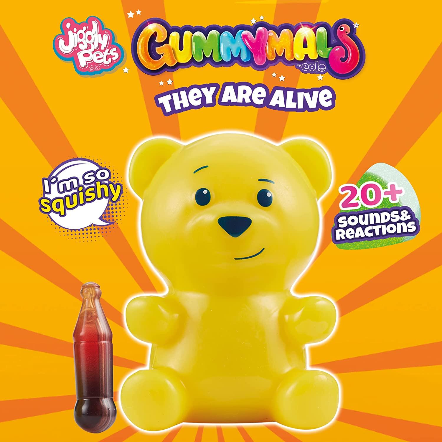 Jiggly Pets Gummymals YELLOW Interactive Super Squishy Gummy Bear