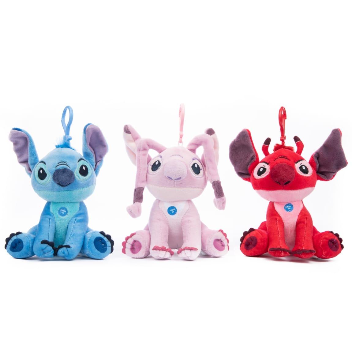 Disney Lilo & Stitch Leroy, Angel & Stitch Soft Plush Keychain 3 Pack With Sound