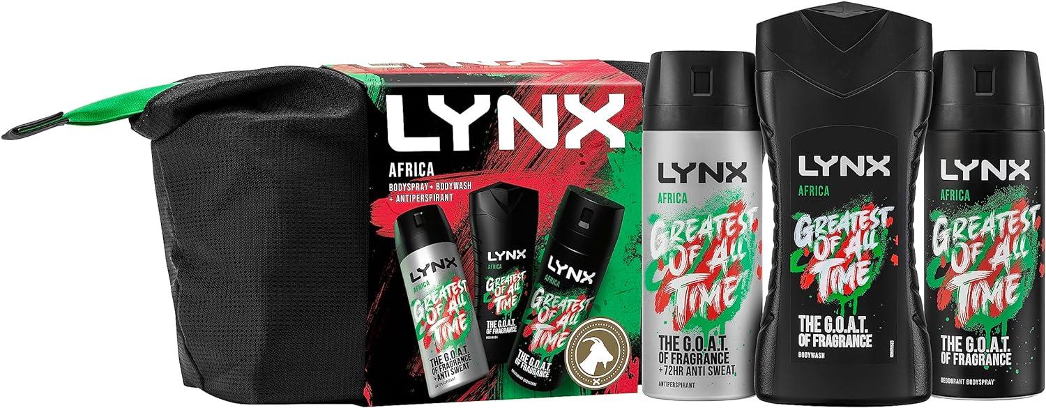 LYNX Africa Washbag Deodorant Gift Set Body Wash, Body Spray & Anti-perspirant