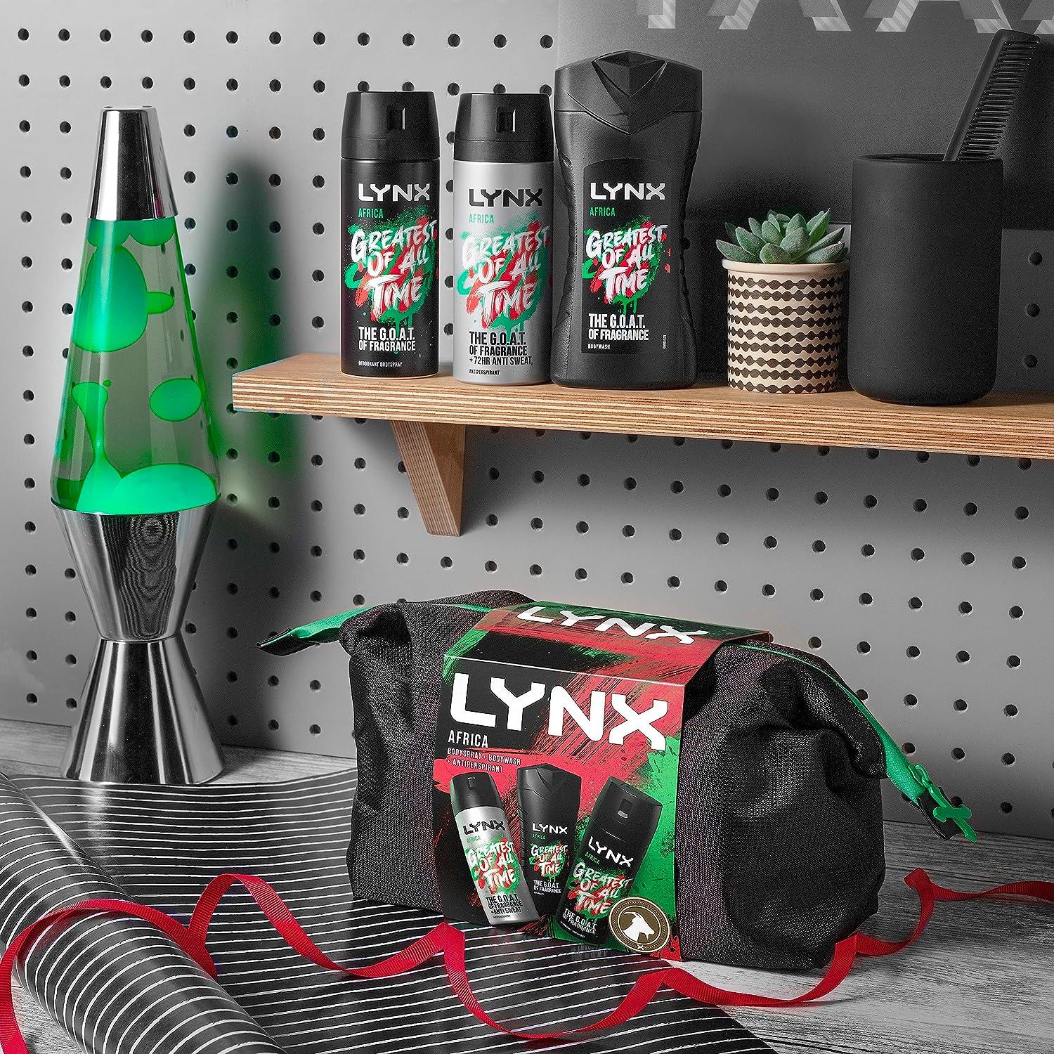 LYNX Africa Washbag Deodorant Gift Set Body Wash, Body Spray & Anti-perspirant