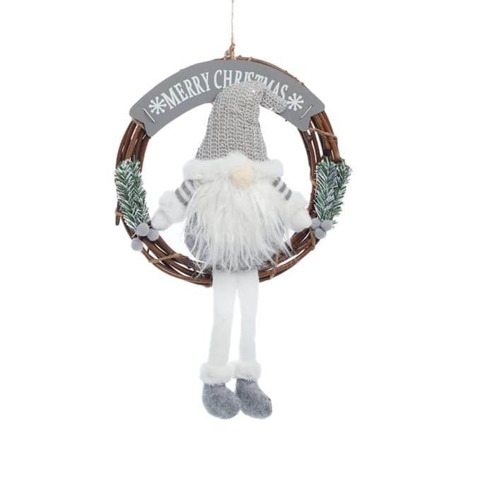 Christmas Gonk Wreath White & Grey