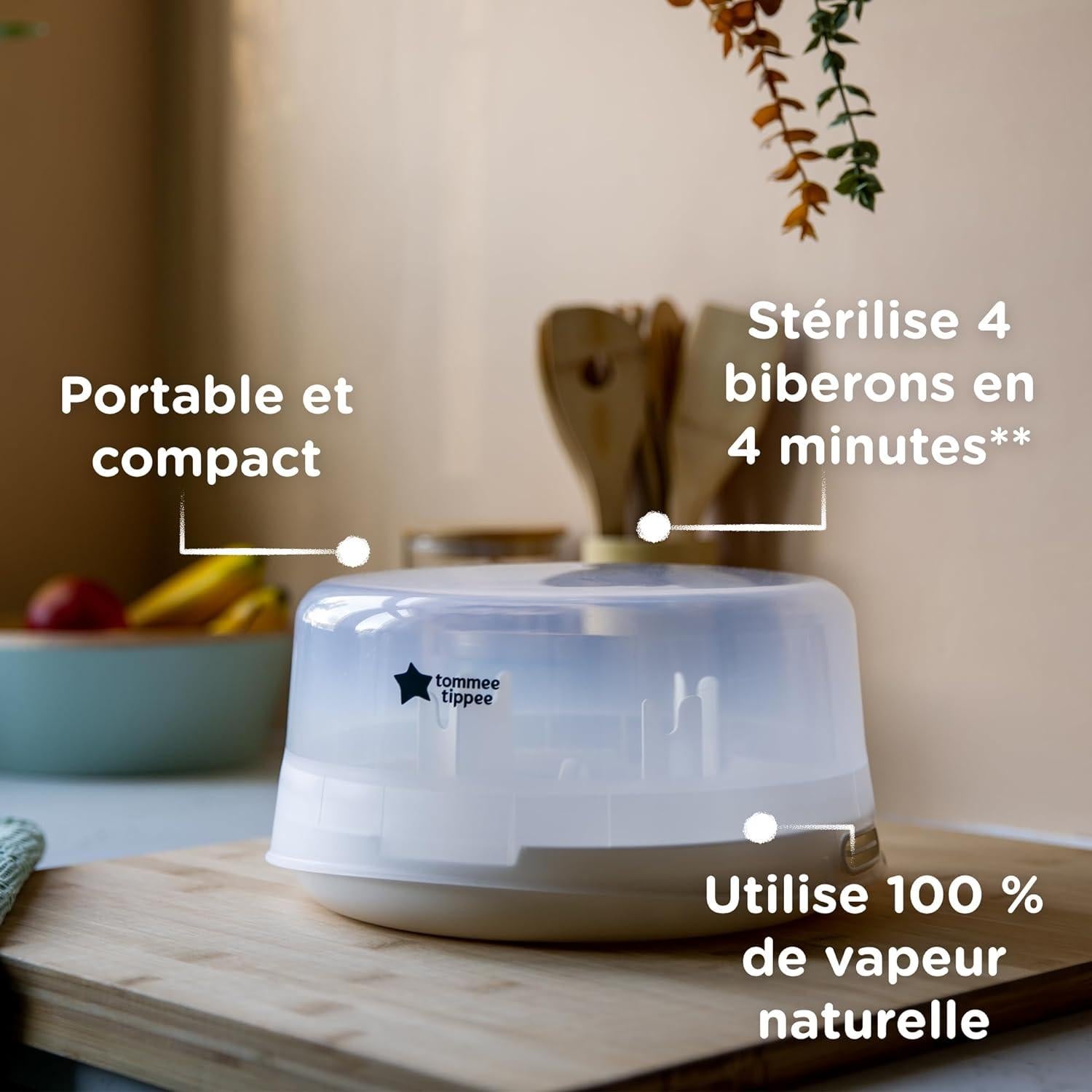 Tommee Tippee Steam Steriliser Microwave for Baby Bottles 100% Natural Steam