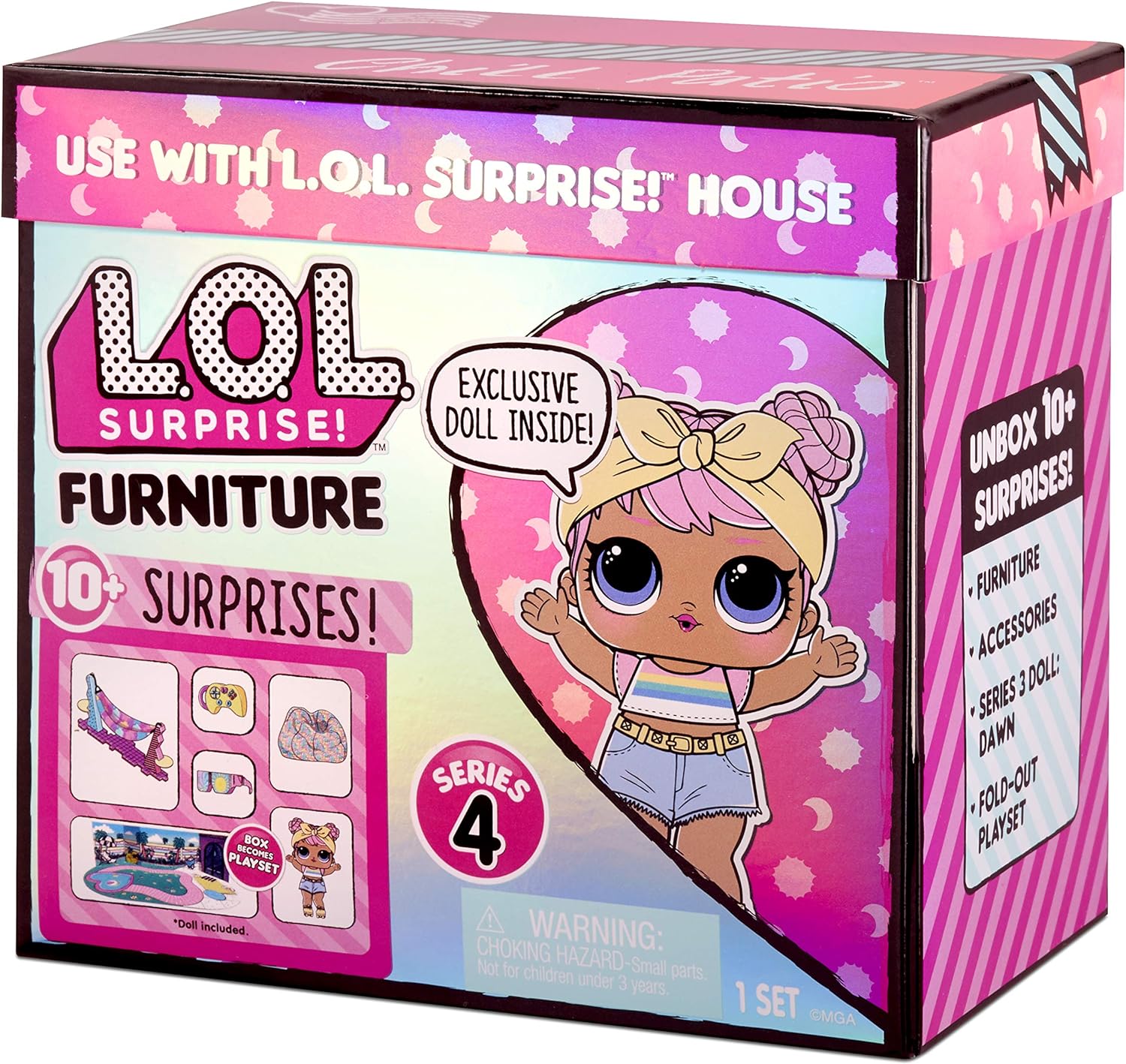 LOL Surprise Furniture Chill Patio with Dawn Doll  Great Gift for Kids Ages 4+