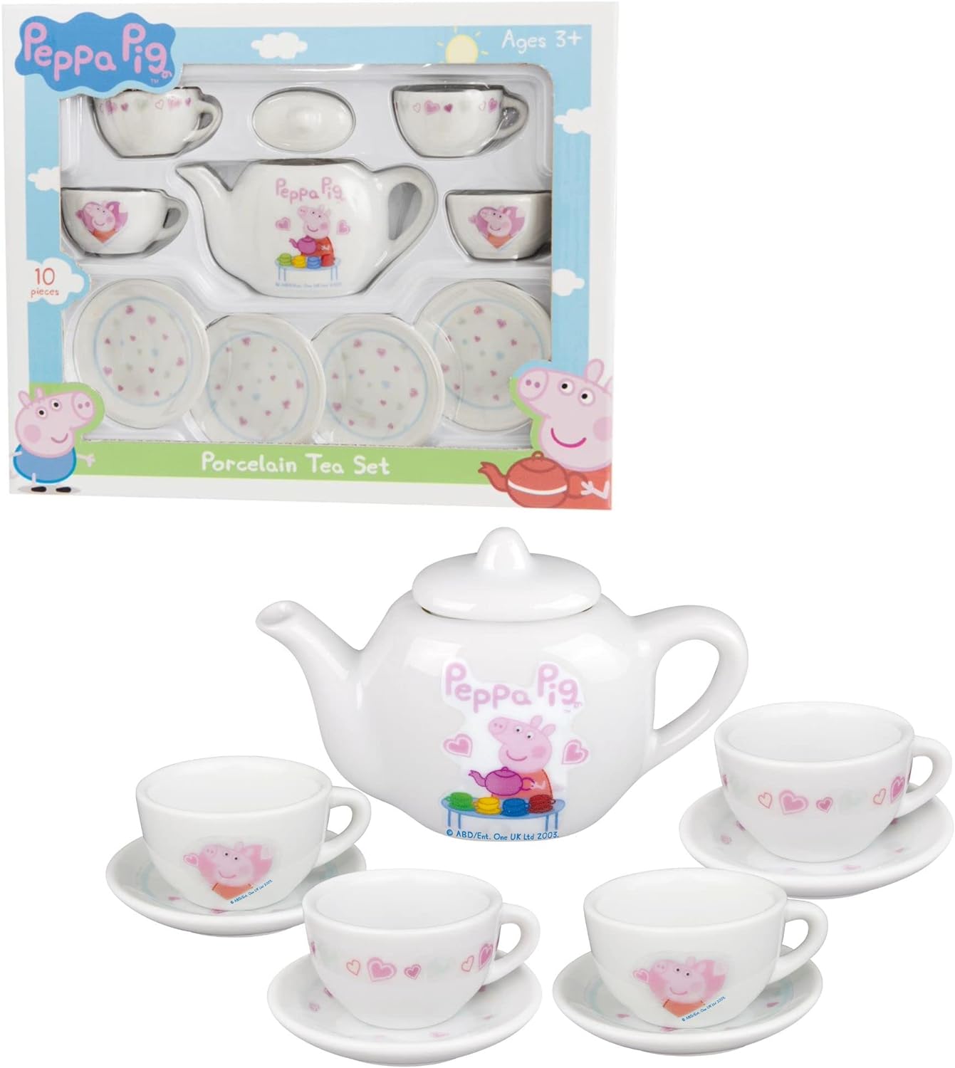 Peppa Pig Porcelain Tea Set Pretend 10 Piece Afternoon Tea Playset