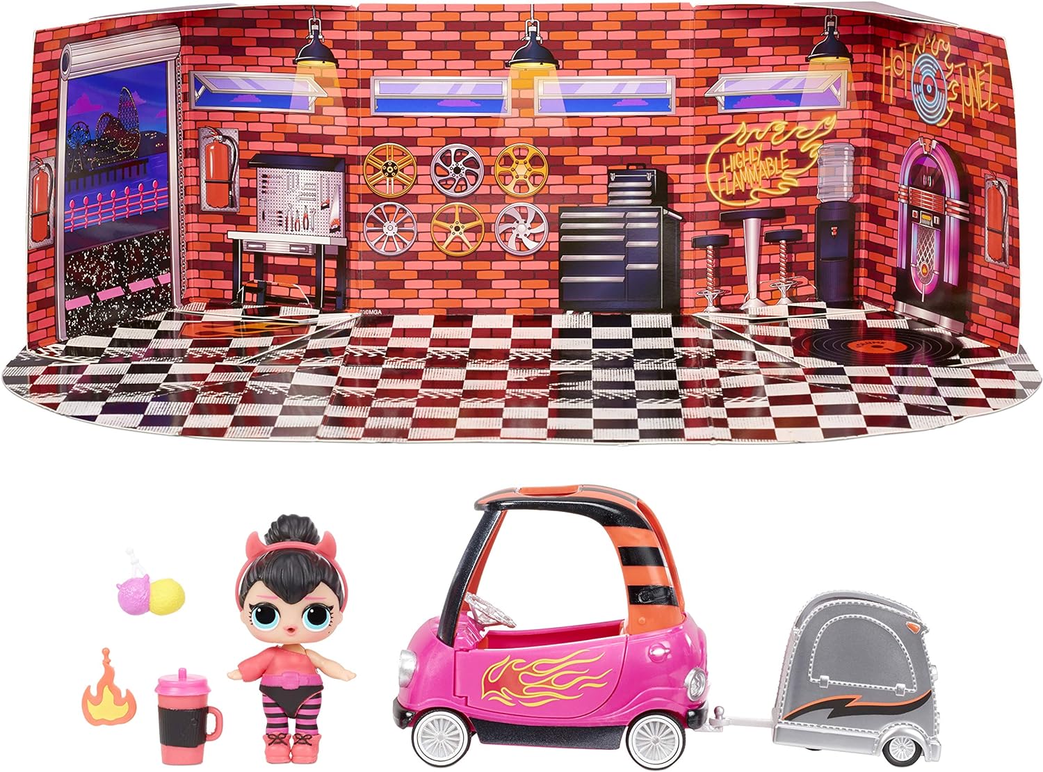 L.O.L. Surprise! Furniture B.B. Auto Shop with Spice Doll