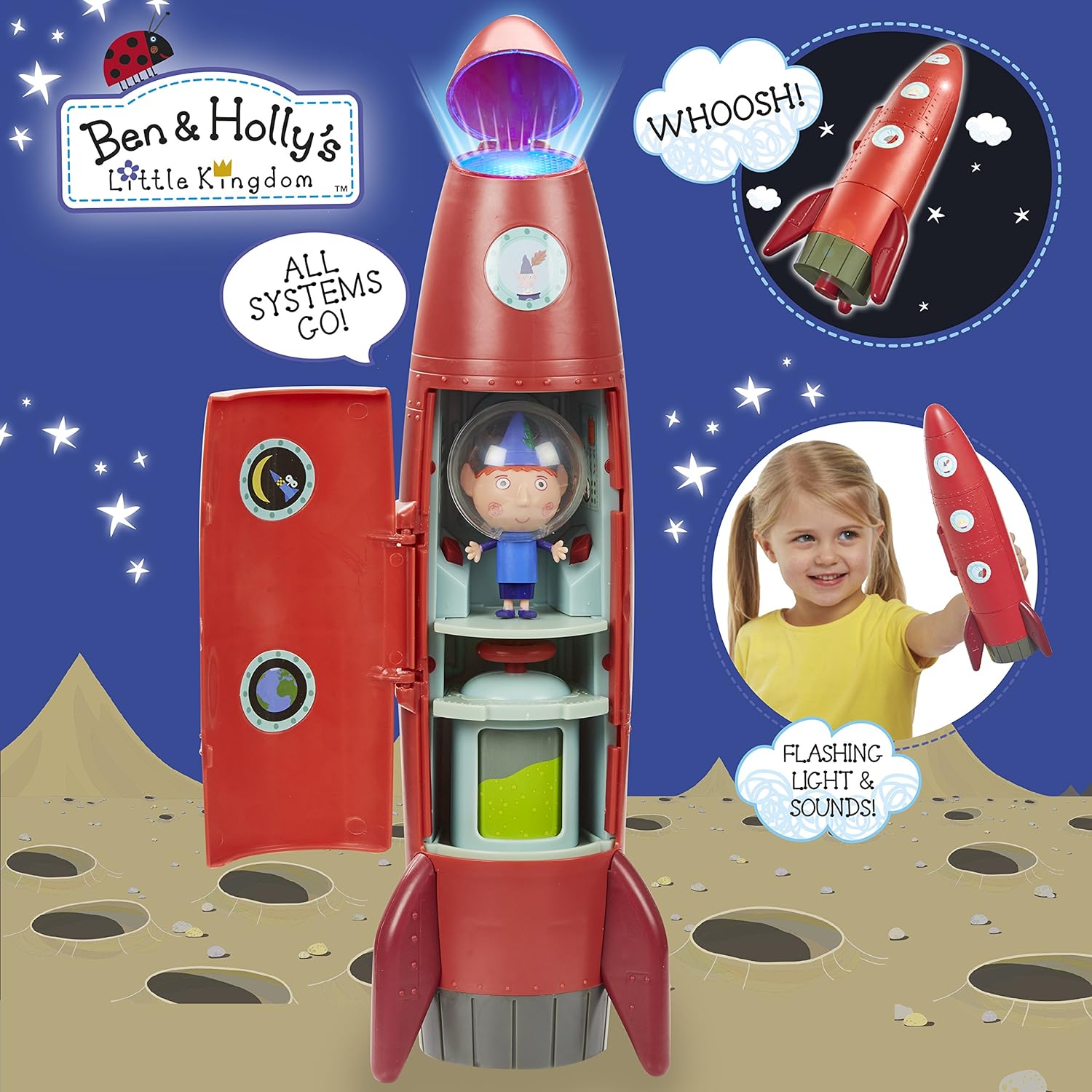 Ben & Holly Electronic Lights and Sounds Elf Rocket Playset Includes Ben Elf