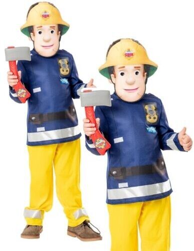 RUBIES Fireman Sam Costume Kids Licensed Cartoon Fancy Dress Outfit 5-6 YEARS
