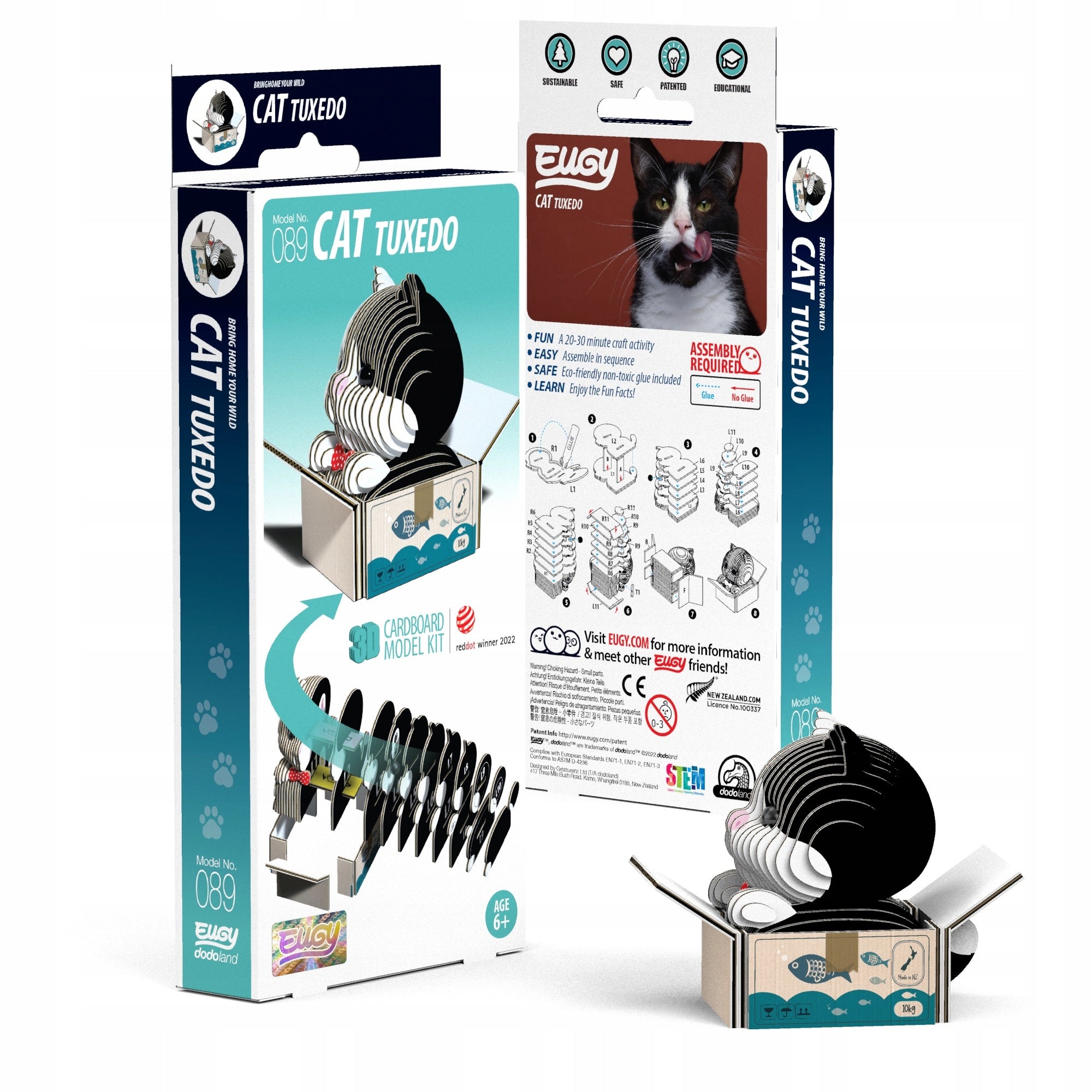 Eugy 3D Model Cat Tuxedo Craft Kit